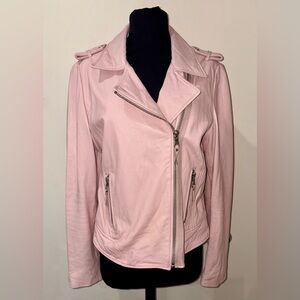 Dylan Gray Anthropologie Sz Large Dusty Pink Genuine Leather Moto Jacket